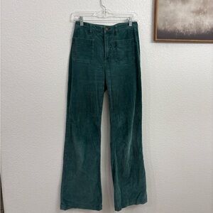 Faherty Teal Corduroy Wide Leg Pants 26